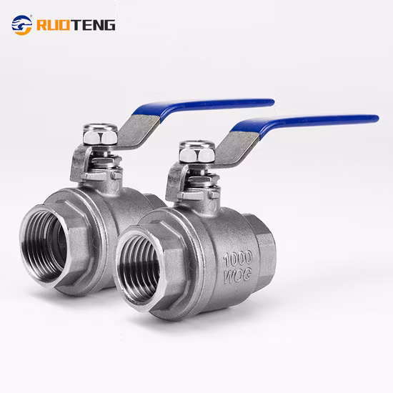 SS304 316 Edelstahlgriff mit verriegelbarem Innengewinde BSPP BSPT NPT 2PC Kugelhahn