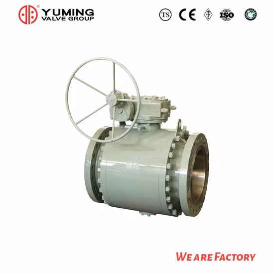 API 6D&API608 Stahlguss, Wcb, Kohlenstoffstahl, Edelstahl CF8, CF8m, A105/F304/F316 2PC Flansch-Pipeline-Kugelhahn mit Zapfenmontage und Getriebebetätigung